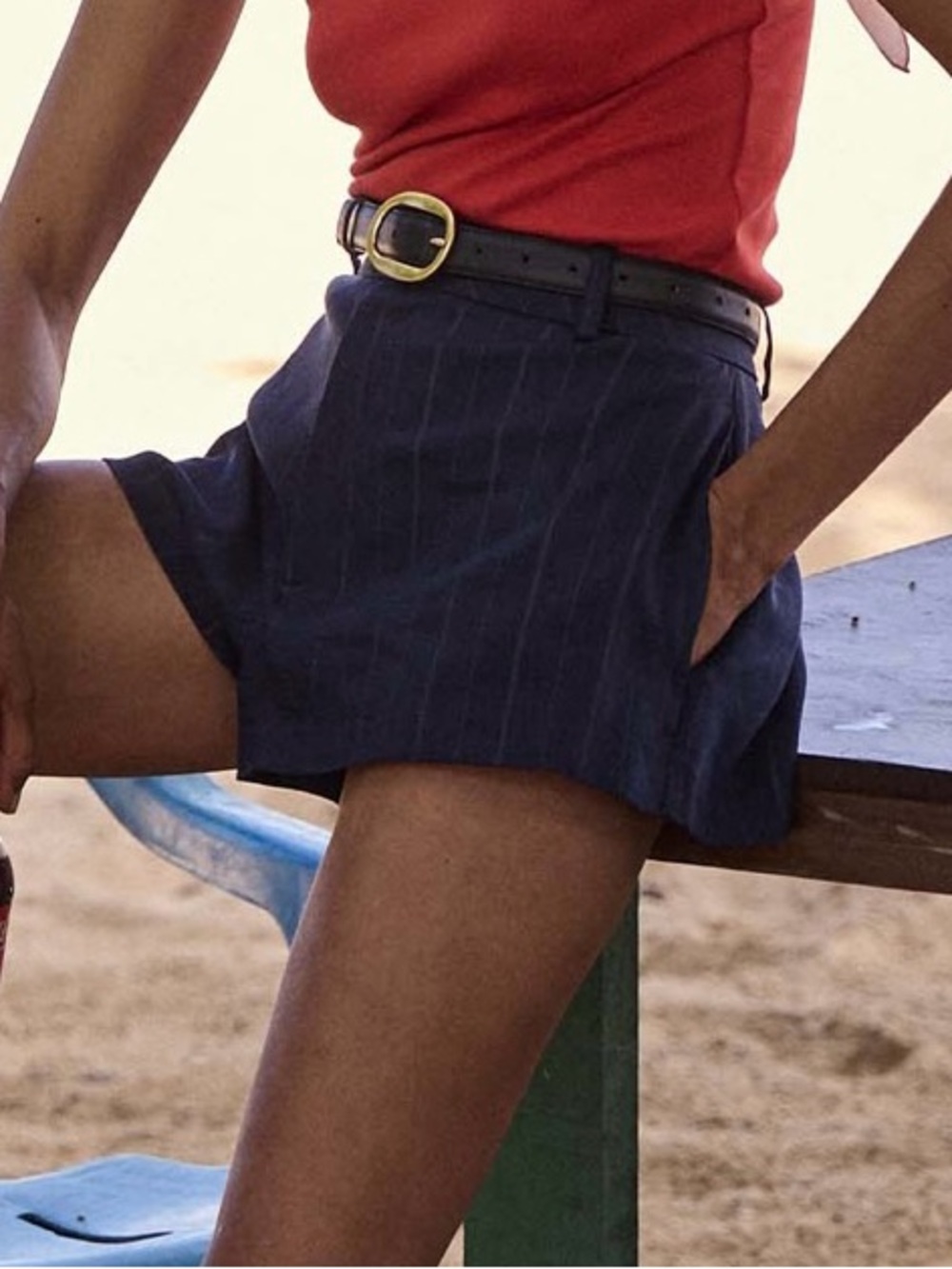 Doen Navy Pinstripe YVAINE short